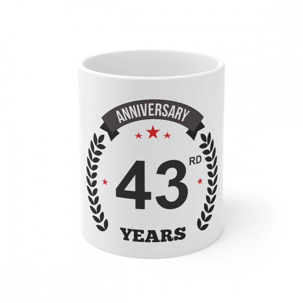 Generic Ceramic 43rd Anniversary Printed Coffee Mug (Color: White, Capacity:330ml)