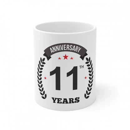 Generic Ceramic 11th Anniversary Printed Coffee Mug (Color: White, Capacity:330ml)