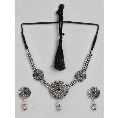 Generic Women's Rose Gold Plated Alloy Necklace &amp; Earings Set (Silver)