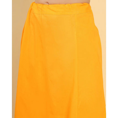 Generic Women's Cotton Solid Free Size Petticoat (Mustard)