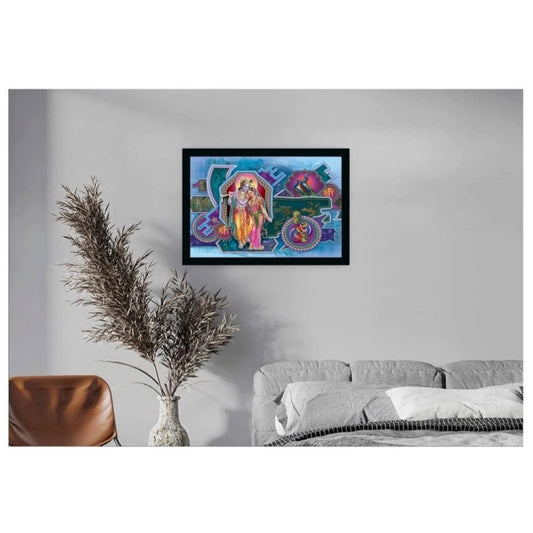 Generic Radha Krishna Painting with Synthetic Photo Frame (Multicolor)