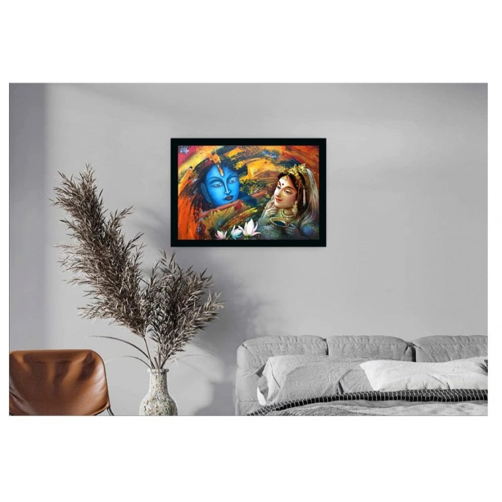 Generic Radha Krishna Painting with Synthetic Photo Frame (Multicolor)