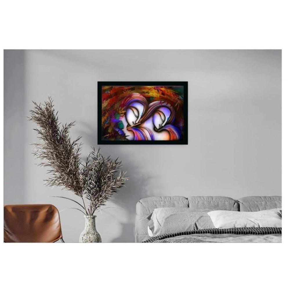 Generic Radha Krishna Painting with Synthetic Photo Frame (Multicolor)
