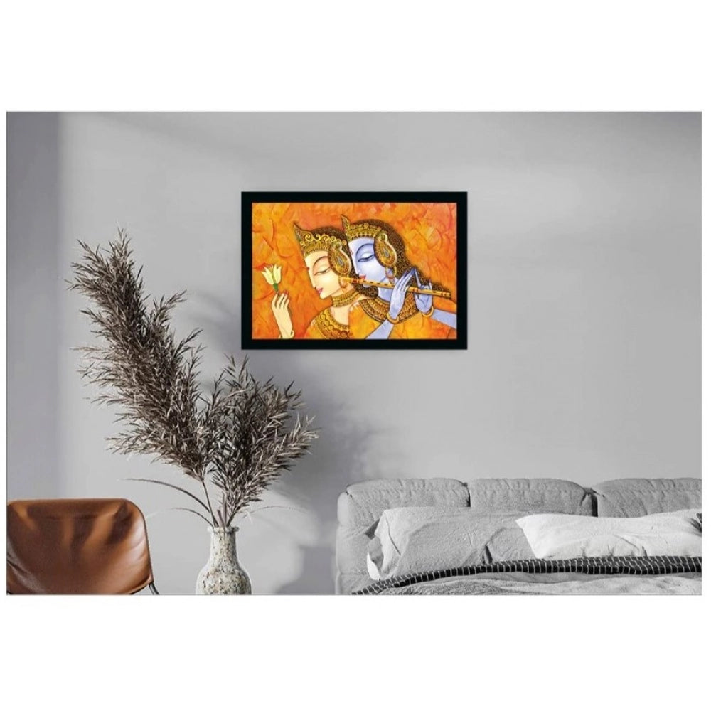 Generic Radha Krishna Painting with Synthetic Photo Frame (Multicolor)