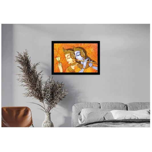 Generic Radha Krishna Painting with Synthetic Photo Frame (Multicolor)