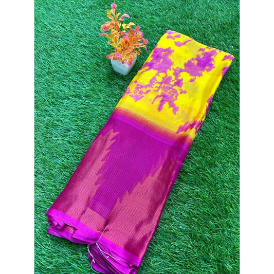 Generic Women's Chiffon Printed Saree With Unstitched Blouse (Pink, 5-5 Mtrs)