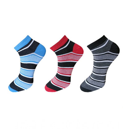 Generic 3_Pair Set Unisex Casual Cotton Striped Ankle Length Socks (Multicolor)