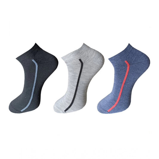Generic 3_Pair Set Unisex Casual Cotton Solid Ankle Length Socks (Multicolor)