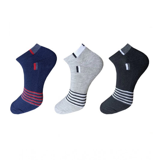 Generic 3_Pair Set Unisex Casual Cotton Striped Ankle Length Socks (Multicolor)
