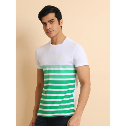 Generic Men's Casual Cotton Printed Round Neck Half Sleeve T-Shirt (Green)