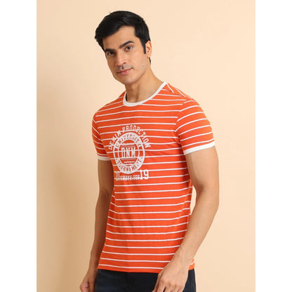 Generic Men's Casual Cotton Printed Round Neck Half Sleeve T-Shirt (Rust)