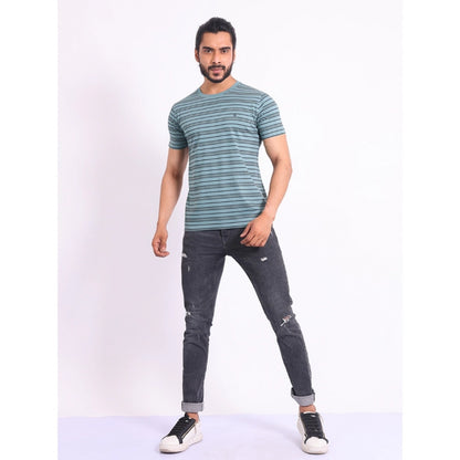 Generic Men's Casual Cotton Printed Round Neck Half Sleeve T-Shirt (Gery)