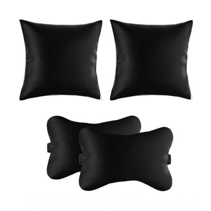 Generic Pack Of_6 Polyester Solid Car Pillow Sets (Black, Size: 12x12 In)