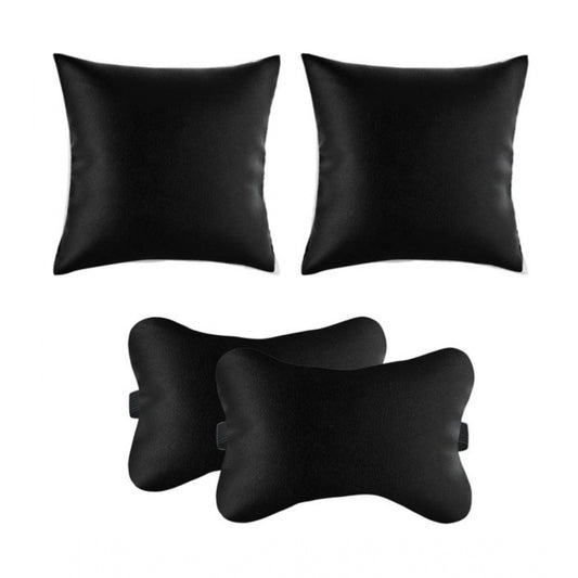 Generic Pack Of_6 Polyester Solid Car Pillow Sets (Black, Size: 12x12 In)