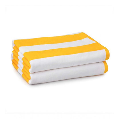 Generic Cotton Solid Bath Towels (Yellow &amp; White, Size: 36x71 In)