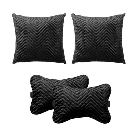 Generic Pack Of_4 Polyester zig zag Car Pillow Sets (Black, Size: 12x12 In)