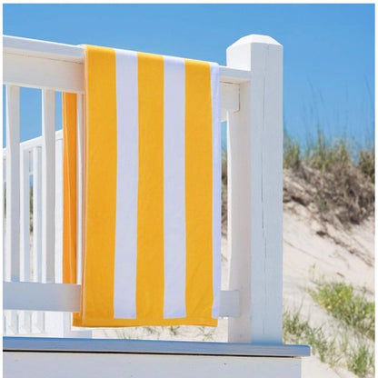 Generic Cotton Solid Bath Towels (Yellow &amp; White, Size: 36x71 In)
