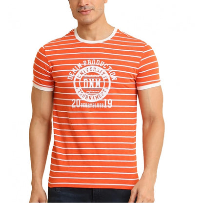 Generic Men's Casual Cotton Printed Round Neck Half Sleeve T-Shirt (Rust)