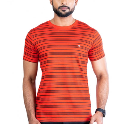 Generic Men's Casual Cotton Printed Round Neck Half Sleeve T-Shirt (Red)