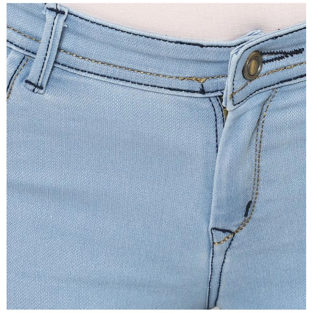 Generic Women's Denim Distressed Buttoned Jeans (Blue)