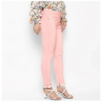 Generic Women's Denim Solid Buttoned Jeans (Pink)