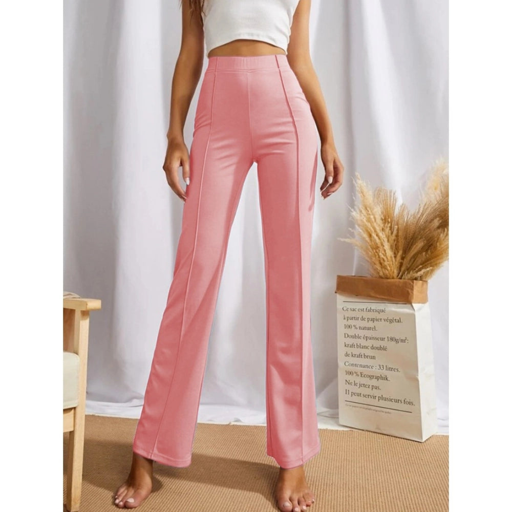 Generic Women's Polyester Solid Regular Fit Pant (Peach)