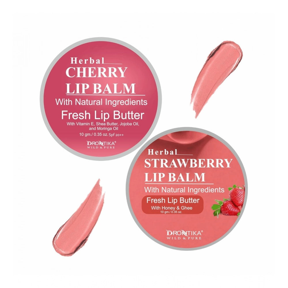 Generic Unisex Herbal Dark And Chapped Lips Cherry &amp; Strawberry Lip Balm Pack Of 2  (10gm)