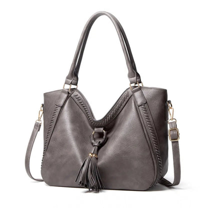 Generic Women's PU Leather Large Shoulder Zipper Handbag (Grey)