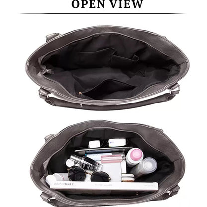 Generic Women's PU Leather Large Shoulder Zipper Handbag (Grey)