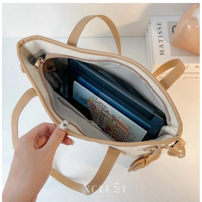 Generic Women's Canvas Medium Shoulder Zipper Handbag (White)