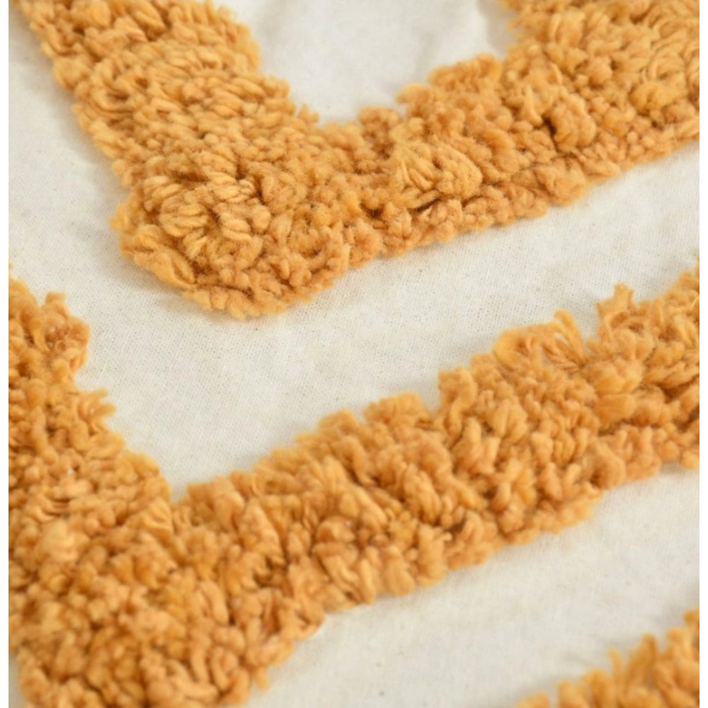 Generic Cotton Diamond Tufted Cushion Pillow Cover 16x16 Inch Pack of 2 (Yellow)