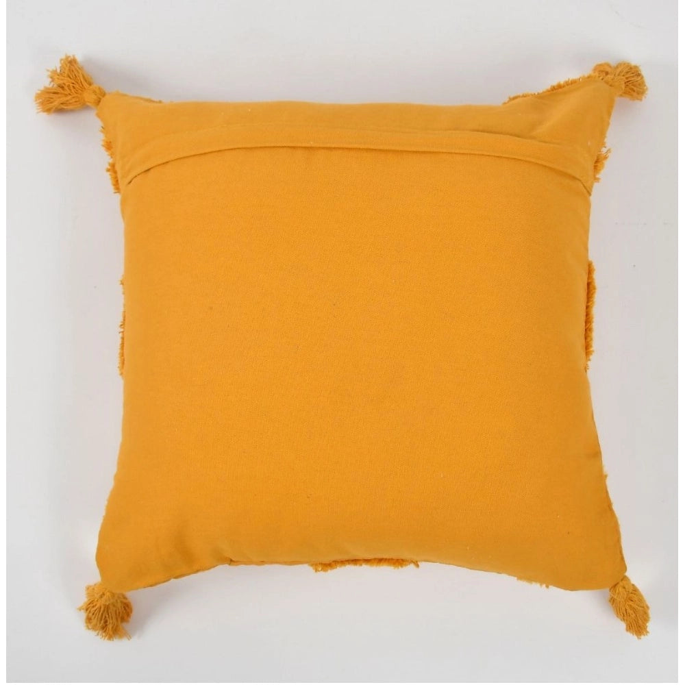 Generic Cotton Tufted Cushion Pillow Cover 16x16 Inch Pack of 2 (Yellow)