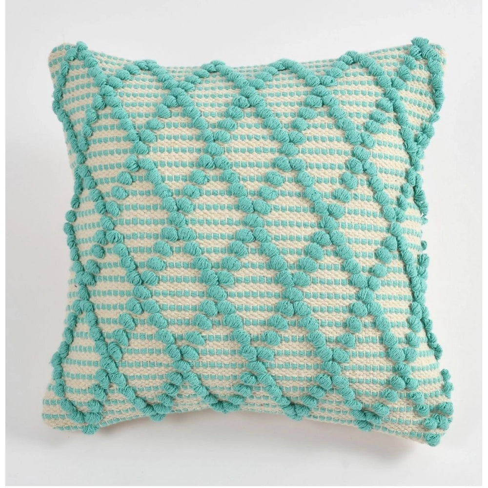 Generic Cotton Handcrafted Pit Loom Cushion Cover 16x16 Inch Pack of 2 (Sea Green)