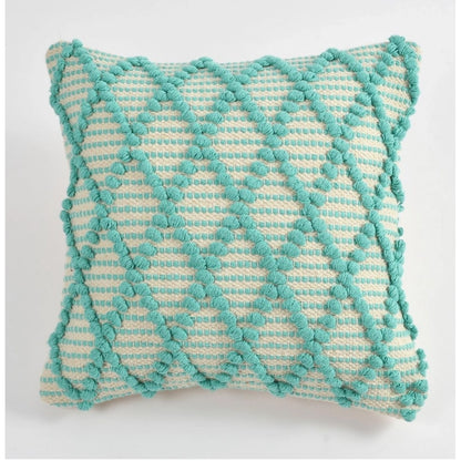 Generic Cotton Handcrafted Pit Loom Cushion Cover 16x16 Inch Pack of 2 (Sea Green)