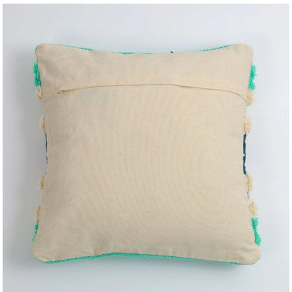 Generic Cotton Striped Handcrafted Pit Loom Cushion Cover 16x16 Inch Pack of 2 (Green Cream)