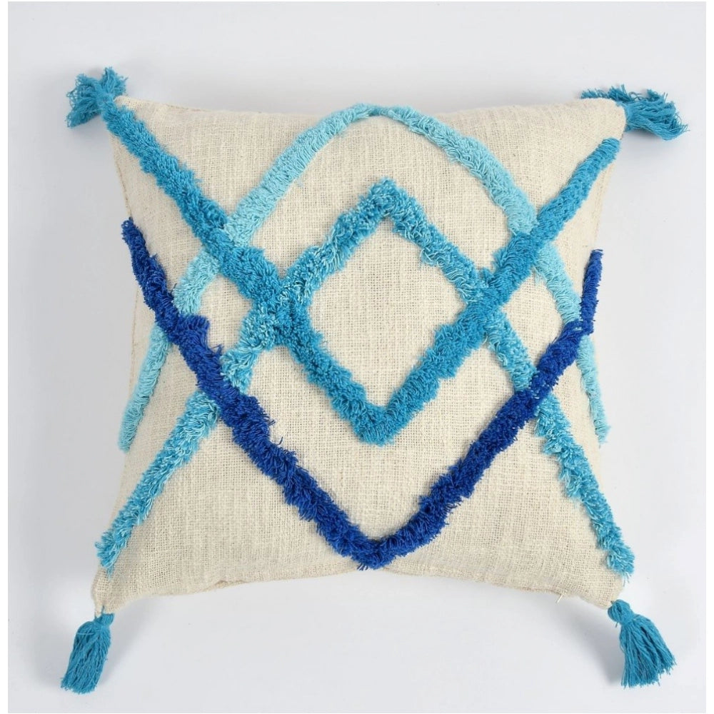 Generic Cotton Tufted Cushion Pillow Cover 16x16 Inch Pack of 2 (Slug Double)