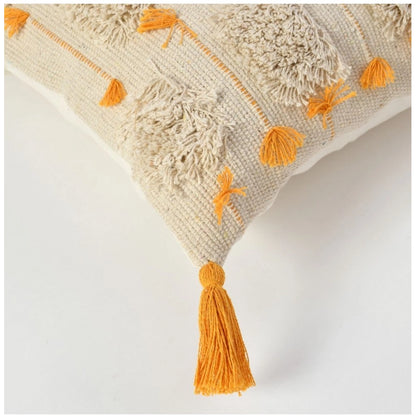 Generic Cotton Handcrafted Pit Loom Cushion Cover 16x16 Inch Pack of 2 (Yellow)