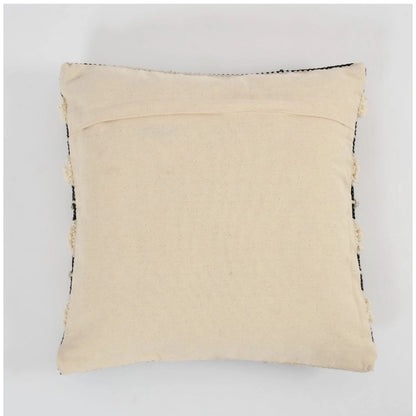Generic Cotton Striped Handcrafted Pit Loom Cushion Cover 16x16 Inch Pack of 2 (Black Cream)