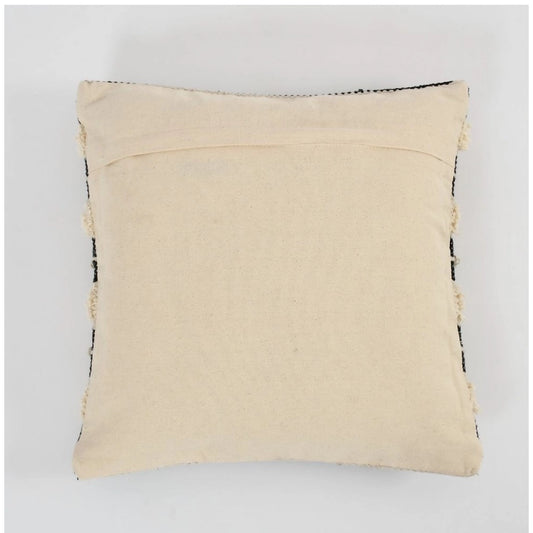 Generic Cotton Striped Handcrafted Pit Loom Cushion Cover 16x16 Inch Pack of 2 (Black Cream)