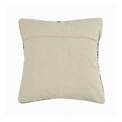 Generic Cotton Diamond Handcrafted Pit Loom Cushion Cover 16x16 Inch Pack of 2 (Black Cream)