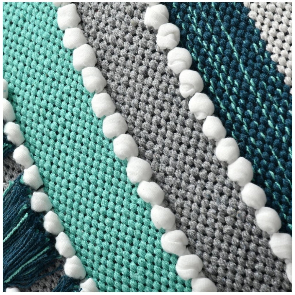 Generic Cotton Handcrafted Pit Loom Cushion Cover 16x16 Inch Pack of 2 (Green)