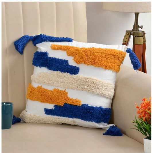 Generic Cotton Tufted Cushion Pillow Cover 16x16 Inch Pack of 2 (CutSatal)