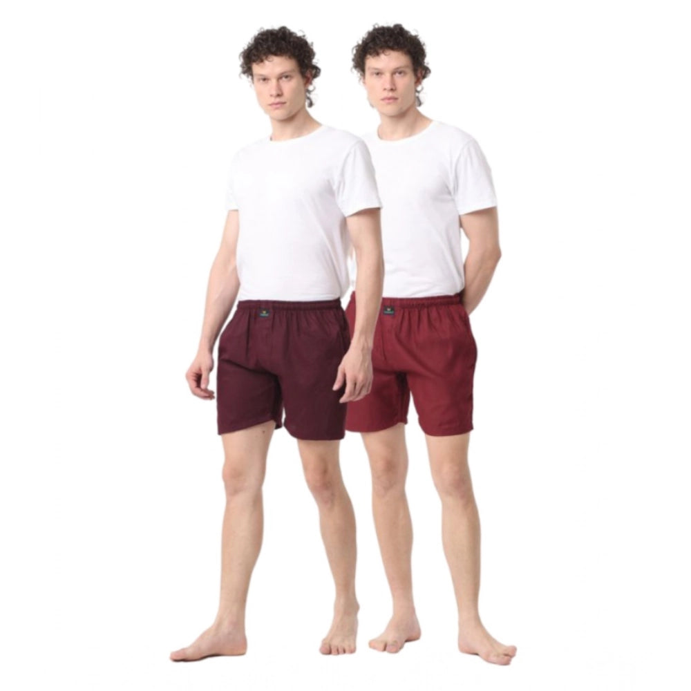Generic Pack_of_2 Men's Polycotton Solid Boxer Shorts (Multicolor)