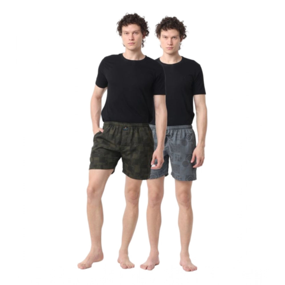 Generic Pack_of_2 Men's Polycotton Printed Boxer Shorts (Multicolor)
