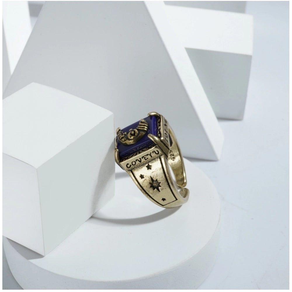 Generic Stainless Steel German polish moon design Freesize ring (Gold Plated)