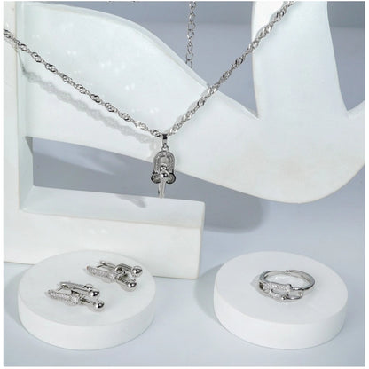 Generic Women's Stainless Steel Unique Design Silverpolish Combo Jewelry (Silver Plated)