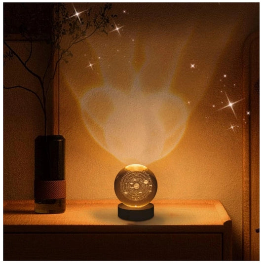 Generic Wood 3D Galaxy Crystal Ball Night Lamp Colorful LED Wooden for Solar System (Transparent)