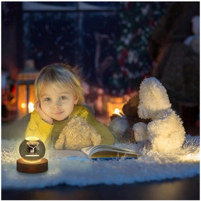 Generic Wood 3D Galaxy Crystal Ball Night Lamp Colorful LED Wooden for Deer (Transparent)