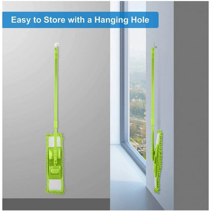 Generic Aluminium rod and Microfiber duster Microfiber Wet and Dry Cleaning Flat Mop with Telescopic Long Handle (Multicolor)