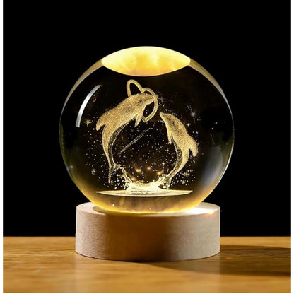 Generic Wood 3D Dolphin Crystal Ball Night Light Dolphin Love (Transparent)